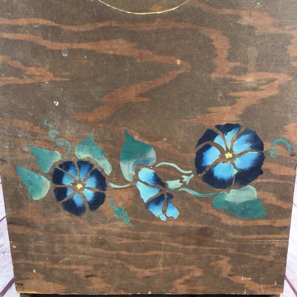 Vintage Hand Crafted Hand Painted Blue Floral Wood Wall or Tabletop Organizer - Picture 2 of 15